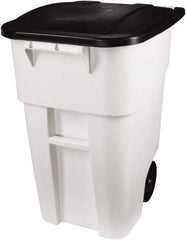 Rubbermaid - 50 Gal White Square Trash Can - Polyethylene, 36-1/2" High x 28-1/2" Long x 23.38" Wide - Caliber Tooling