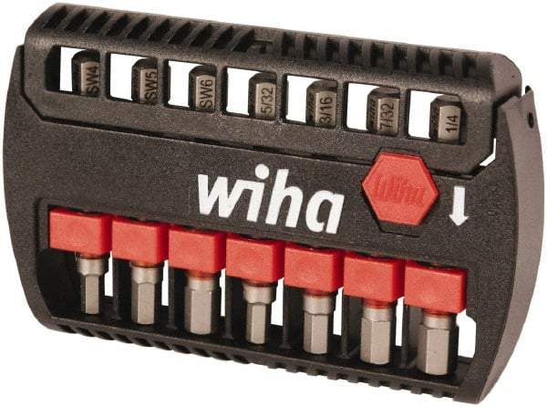 Wiha - 7 Piece, Bit Set - 5/32 to 1/4", 4 to 6mm Hex, Hex Point - Caliber Tooling