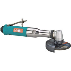 Dynabrade - 4" Wheel Diam, 12,000 RPM, Pneumatic Angle & Disc Grinder - 3/8-24 Spindle, 40 CFM, Rear Exhaust - Caliber Tooling