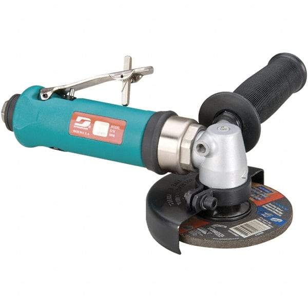 Dynabrade - 4" Wheel Diam, 12,000 RPM, Pneumatic Angle & Disc Grinder - 3/8-24 Spindle, 40 CFM, Rear Exhaust - Caliber Tooling