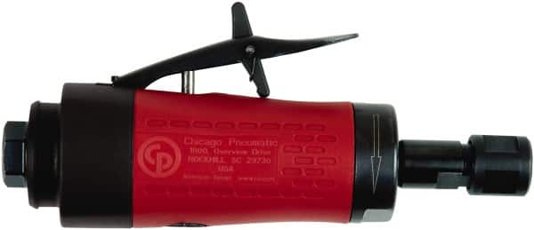 Chicago Pneumatic - 1/4" Collet, Straight Handle, Air Angle Die Grinder - 30,000 RPM, Rear Exhaust, 19 CFM, 0.4 hp, 90 psi, 6.35mm Inlet - Caliber Tooling