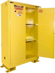 Securall Cabinets - 2 Door, 2 Shelf, Yellow Steel Standard Safety Cabinet for Flammable and Combustible Liquids - 71" High x 31" Wide x 31" Deep, Self Closing Door, 3 Point Key Lock, 60 Gal Capacity - Caliber Tooling