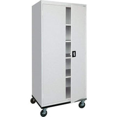 Sandusky Lee - 5 Shelf Mobile Storage Cabinet - Steel, 36" Wide x 24" Deep x 72" High, Dove Gray - Caliber Tooling