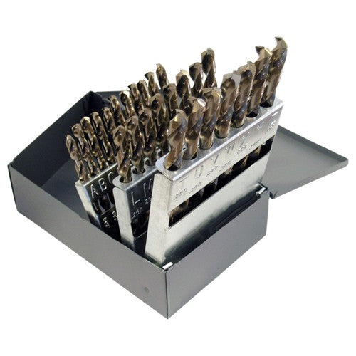 A-Z RHS / RHC HSS 135 Degree Split Point Heavy Duty Jobber Length Drill Set - TiN - Exact Industrial Supply