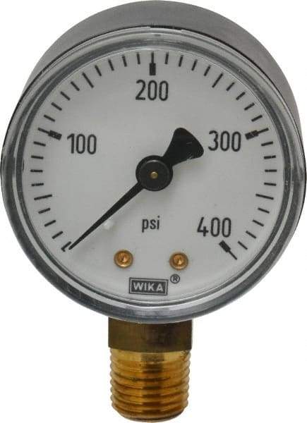 Wika - 2" Dial, 1/4 Thread, 0-400 Scale Range, Pressure Gauge - Lower Connection Mount, Accurate to 3-2-3% of Scale - Caliber Tooling