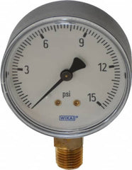 Wika - 2-1/2" Dial, 1/4 Thread, 0-15 Scale Range, Pressure Gauge - Lower Connection Mount, Accurate to 3-2-3% of Scale - Caliber Tooling