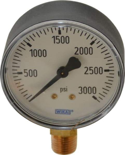 Wika - 2-1/2" Dial, 1/4 Thread, 0-3,000 Scale Range, Pressure Gauge - Lower Connection Mount, Accurate to 3-2-3% of Scale - Caliber Tooling