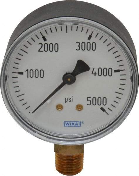 Wika - 2-1/2" Dial, 1/4 Thread, 0-5,000 Scale Range, Pressure Gauge - Lower Connection Mount, Accurate to 3-2-3% of Scale - Caliber Tooling