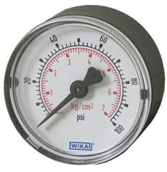 Wika - 3-1/2" Dial, 1/4 Thread, 0-200 Scale Range, Pressure Gauge - U-Clamp Panel Mount, Center Back Connection Mount, Accurate to 3-2-3% of Scale - Caliber Tooling