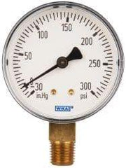 Wika - 2-1/2" Dial, 1/4 Thread, 30-0-300 Scale Range, Pressure Gauge - Lower Connection Mount, Accurate to 3-2-3% of Scale - Caliber Tooling