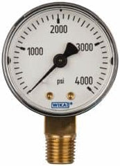 Wika - 2" Dial, 1/4 Thread, 0-4,000 Scale Range, Pressure Gauge - Lower Connection Mount, Accurate to 3-2-3% of Scale - Caliber Tooling