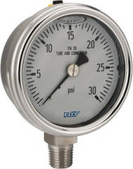 Wika - 2-1/2" Dial, 1/4 Thread, 0-30 Scale Range, Pressure Gauge - Lower Connection Mount, Accurate to 2-1-2% of Scale - Caliber Tooling