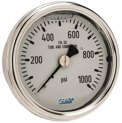 Wika - 2-1/2" Dial, 1/4 Thread, 0-1,000 Scale Range, Pressure Gauge - Center Back Connection Mount, Accurate to 2-1-2% of Scale - Caliber Tooling