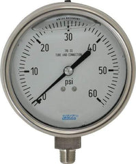 Wika - 4" Dial, 1/4 Thread, 0-60 Scale Range, Pressure Gauge - Lower Connection Mount, Accurate to 1% of Scale - Caliber Tooling