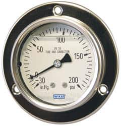 Wika - 2-1/2" Dial, 1/4 Thread, 30-0-15 Scale Range, Pressure Gauge - Lower Back Connection Mount, Accurate to 2-1-2% of Scale - Caliber Tooling