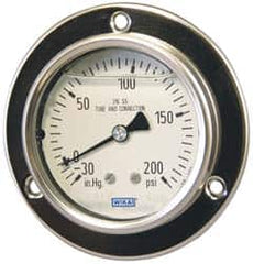 Wika - 2-1/2" Dial, 1/4 Thread, 0-2,000 Scale Range, Pressure Gauge - Lower Back Connection Mount, Accurate to 2-1-2% of Scale - Caliber Tooling