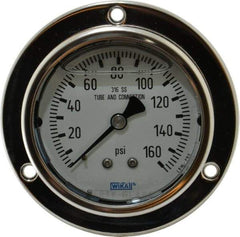 Wika - 2-1/2" Dial, 1/4 Thread, 0-160 Scale Range, Pressure Gauge - Lower Back Connection Mount, Accurate to 2-1-2% of Scale - Caliber Tooling