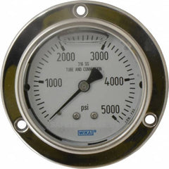 Wika - 2-1/2" Dial, 1/4 Thread, 0-5,000 Scale Range, Pressure Gauge - Lower Back Connection Mount, Accurate to 2-1-2% of Scale - Caliber Tooling