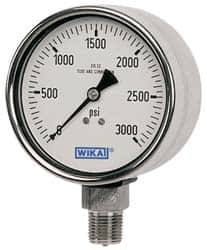 Wika - 2-1/2" Dial, 1/4 Thread, 30-0-30 Scale Range, Pressure Gauge - Lower Back Connection Mount, Accurate to 2-1-2% of Scale - Caliber Tooling