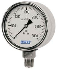 Wika - 2-1/2" Dial, 1/4 Thread, 0-200 Scale Range, Pressure Gauge - Lower Back Connection Mount, Accurate to 2-1-2% of Scale - Caliber Tooling