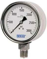 Wika - 2-1/2" Dial, 1/4 Thread, 5,000 Scale Range, Pressure Gauge - Lower Connection Mount, Accurate to 2-1-2% of Scale - Caliber Tooling