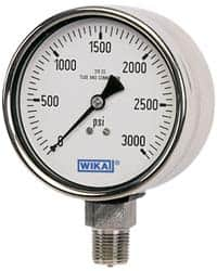 Wika - 2-1/2" Dial, 1/4 Thread, 30-0-15 Scale Range, Pressure Gauge - Lower Connection Mount, Accurate to 2-1-2% of Scale - Caliber Tooling