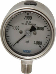 Wika - 2-1/2" Dial, 1/4 Thread, 0-4,000 Scale Range, Pressure Gauge - Lower Connection Mount, Accurate to 2-1-2% of Scale - Caliber Tooling