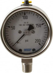 Wika - 2-1/2" Dial, 1/4 Thread, 200 Scale Range, Pressure Gauge - Lower Connection Mount, Accurate to 2-1-2% of Scale - Caliber Tooling