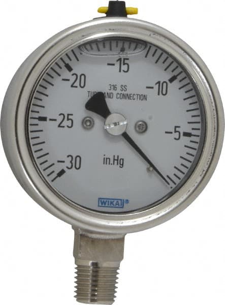 Wika - 2-1/2" Dial, 1/4 Thread, 30 Scale Range, Pressure Gauge - Lower Connection Mount, Accurate to 2-1-2% of Scale - Caliber Tooling