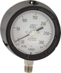 Wika - 4-1/2" Dial, 1/2 Thread, 30-0-300 Scale Range, Pressure Gauge - Lower Connection Mount, Accurate to 0.5% of Scale - Caliber Tooling