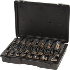 Interstate - 9/16 to 1-1/2", 135° Point, Oxide Finish, Cobalt Reduced Shank Drill Bit Set - Caliber Tooling