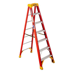 6-Step Ladder: Fiberglass, Type IA, 300 lb Capacity, 7' OAH 25.12″ Base Width