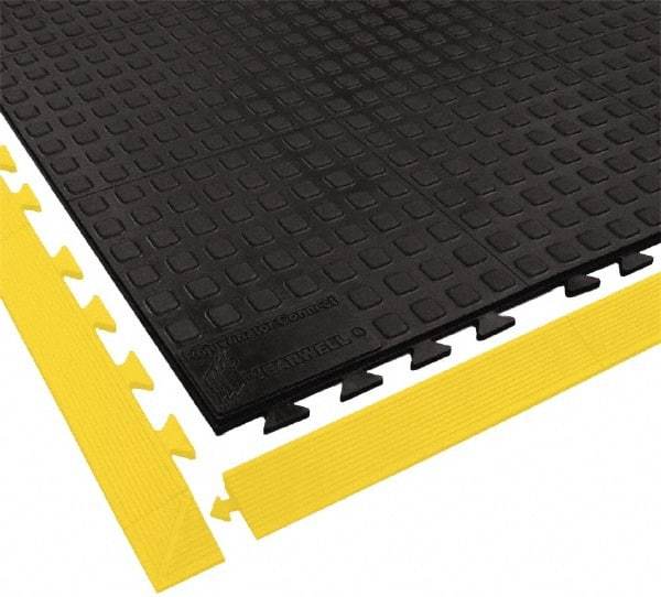 Wearwell - 5' Long x 3' Wide x 5/8" Thick, Anti-Fatigue Modular Matting Ramp Edge - Female, 1 Interlocking Side, Yellow, For Dry Areas, Series 502 - Caliber Tooling