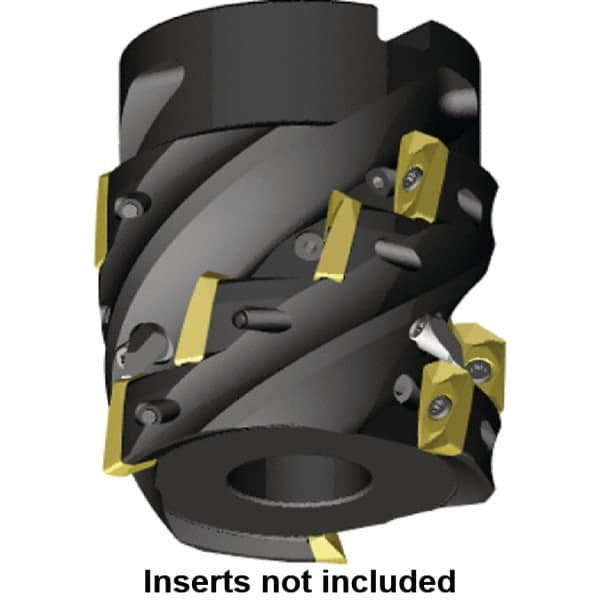 Kennametal - 12 Inserts, 2-1/2" Cut Diam, 1" Arbor Diam, 2.08" Max Depth of Cut, Indexable Square-Shoulder Face Mill - 0/90° Lead Angle, 3" High, EC14.., EP14.. Insert Compatibility, Through Coolant, Series Mill 1-14 - Caliber Tooling