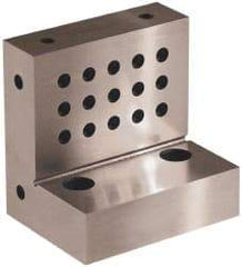 Suburban Tool - 4" Wide x 4" Deep x 3" High Steel Precision-Ground Angle Plate - Standard Plate, Machined Holes on Surface, Open End, 1-1/8" Thick, Single Plate - Caliber Tooling