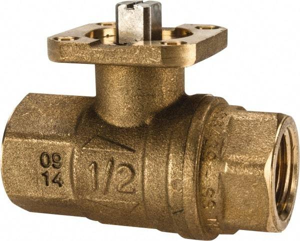 Value Collection - 1/2" Pipe, Full Port, Brass Standard Ball Valve - 1 Piece, Inline - One Way Flow, FNPT x FNPT Ends, ISO Actuation Mount Handle, 600 WOG - Caliber Tooling