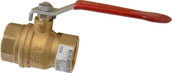 Value Collection - 1-1/4" Pipe, Full Port, Brass UL Listed Ball Valve - 1 Piece, Inline - One Way Flow, FNPT x FNPT Ends, Lever Handle, 600 WOG, 150 WSP - Caliber Tooling