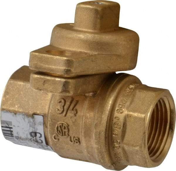 Value Collection - 3/4" Pipe, Brass, Straight without Side Tap, Gas Ball Valve - 600 psi WOG Rating, Locking Cap Handle, FNPT x FNPT End Connections, 1 Piece - Caliber Tooling