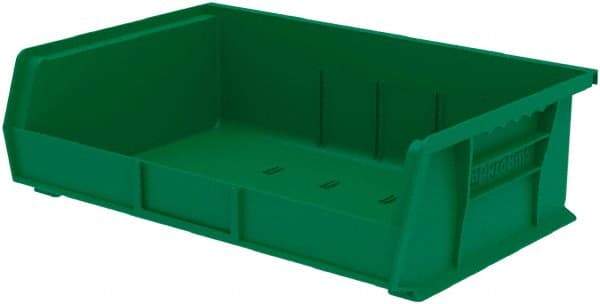 Akro-Mils - 60 Lb. Load Capacity, 10-7/8" Deep, Green Polymer Hopper Stacking Bin - 5" High x 16-1/2" Wide x 10-7/8" Long - Caliber Tooling