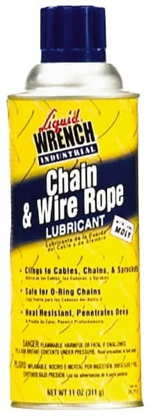 Liquid Wrench - 11 oz Aerosol General Purpose Chain & Cable Lubricant - Clear Bright Yellow, -20 to 650°F - Caliber Tooling