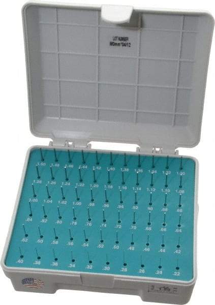 Meyer Gage - 65 Piece, 0.22-1.5 mm Diameter Plug and Pin Gage Set - Plus 0.0001 Inch Tolerance, Class Z - Caliber Tooling