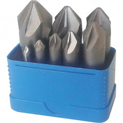 Interstate - 8 Piece, 1/4 to 1" Head Diam, 90° Included Angle, Single End Countersink Set - Caliber Tooling