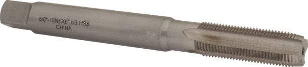 Interstate - 5/8-18 UNF, 4 Flute Plug Hand Pulley Tap - High Speed Steel, Bright Finish, Right Hand Flute, H3 Thread Limit, 6" OAL - Exact Industrial Supply