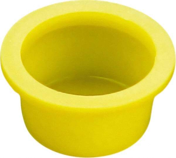 Caplugs - 2.333" ID, Round Head, Tapered Cap/Plug with Flange - 1-1/4" Long, Low-Density Polyethylene, Yellow - Caliber Tooling