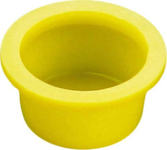 Caplugs - 2.623" ID, Round Head, Tapered Cap/Plug with Flange - 3.44" OD, 1-1/8" Long, Low-Density Polyethylene, Yellow - Caliber Tooling