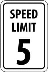 NMC - "Speed Limit 5", 18" Wide x 24" High, Aluminum Speed Limit Signs - 0.08" Thick, Black on White, High Intensity Reflectivity, Rectangle, Post Mount - Caliber Tooling