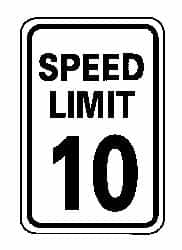 NMC - "Speed Limit 10", 12" Wide x 18" High, Aluminum Speed Limit Signs - 0.063" Thick, Black on White, Rectangle, Post Mount - Caliber Tooling