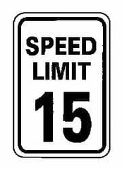 NMC - "Speed Limit 15", 12" Wide x 18" High, Aluminum Speed Limit Signs - 0.063" Thick, Black on White, Rectangle, Post Mount - Caliber Tooling