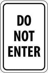 NMC - "Do Not Enter", 12" Wide x 18" High, Aluminum Parking Lot Traffic Signs - 0.08" Thick, Black on White, High Intensity Reflectivity, Rectangle, Post Mount - Caliber Tooling