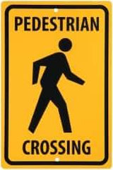 NMC - "Pedestrian Crossing", 12" Wide x 18" High, Aluminum Traffic Control Signs - 0.063" Thick, Black on Yellow, Rectangle, Post Mount - Caliber Tooling